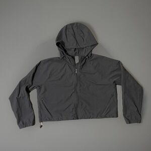 Mono B Woman's Black Light Jacket Full‎ Zip Cropped W/ Hood Medium